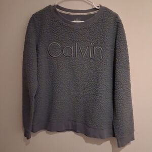 Calvin Klein Sherpa Fleece Pullover Sweatshirt Women’s Size M Blue Cozy